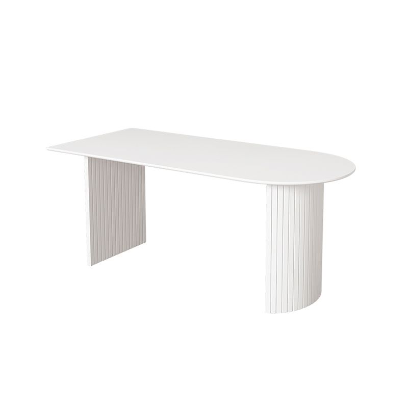 Solid Wood White Dining Table Simplicity Double Pedestal Table for Dining Room