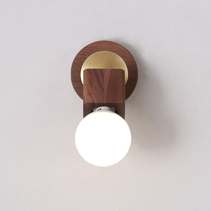 Nordic Style Wooden Wall Light Rectangle Shape Wall Lamp for Living Room