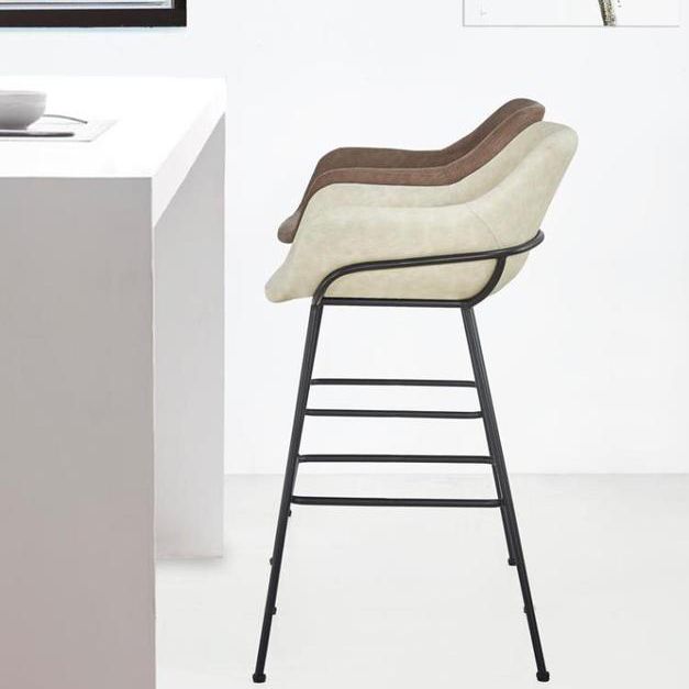 Scandinavian Faux Leather Upholstered Counter Stool with 4 Legs in Matte Finish for Home