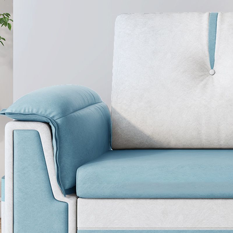 Scandinavian Faux Leather Sleeper Sofa Upholstered Pillow Top Arm Sofa Bed