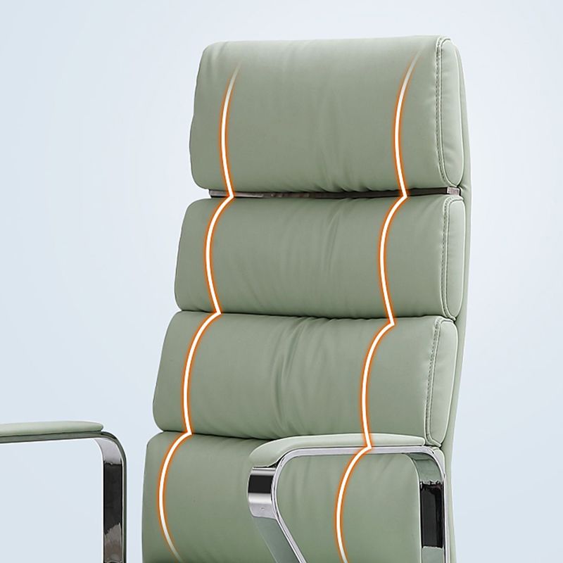 Fixed Arms Desk Chair Modern Leather Adjustable Seat Height Swivel Chair with Wheels