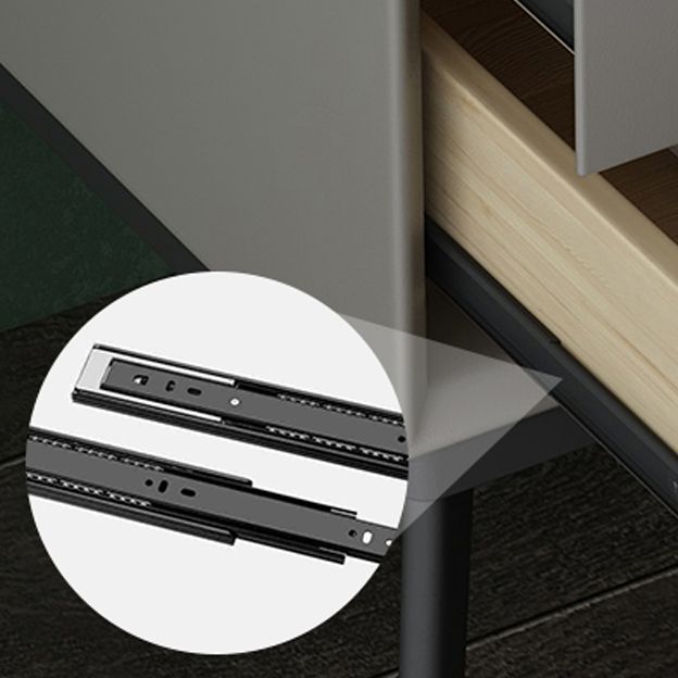 Wooden and Leather Bedside Cabinet Modern Minimalist Bedside Table with Drawers