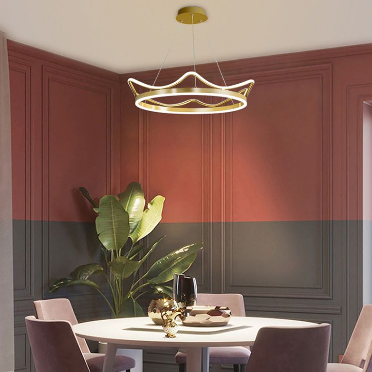 Ultra-modern Crown Pendant Lighting Fixtures Acrylic Hanging Lamp with Hanging Cord for Bedroom