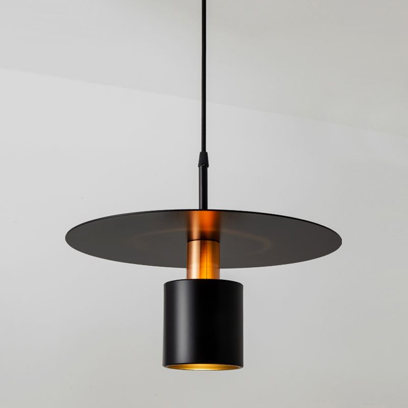 Black Metal Disco Metal Sombra colgante Ligero de hierro Moderno Iluminación para comedor para comedor