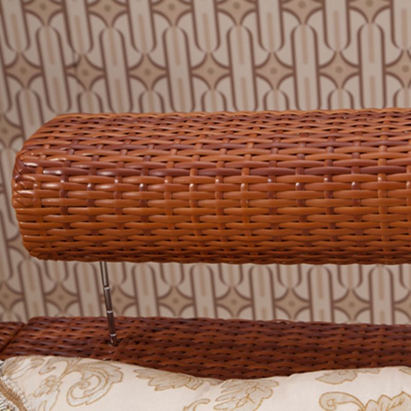 Tropical Style Rattan Accent Sofa and Chaise Slipcovered Sofa with Pillows