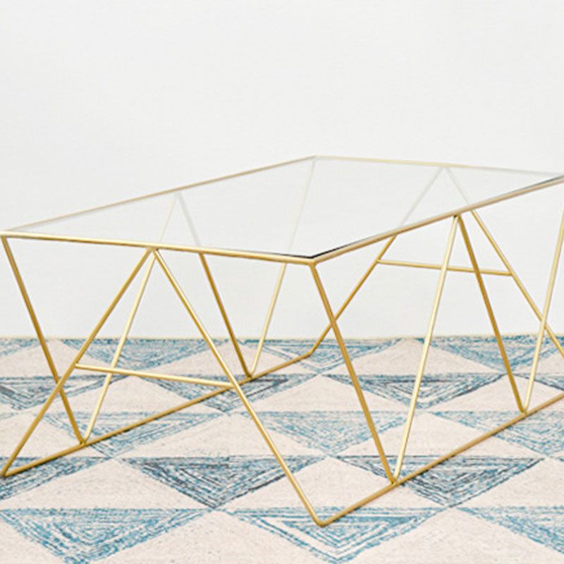 Frame Glass Top Coffee Table Modern Simple Clear Rectangular Cocktail Table