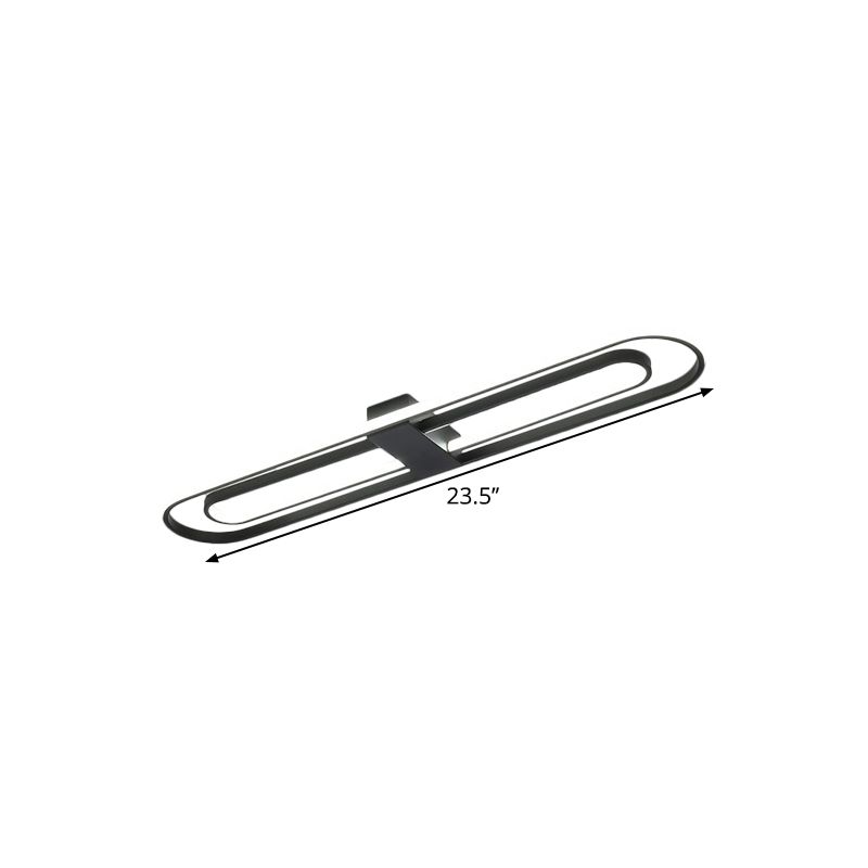 Plafonnier encastré à LED métallique moderne à double rectangle noir, 16"/23,5"/31,5" de large (la personnalisation sera de 7 jours)