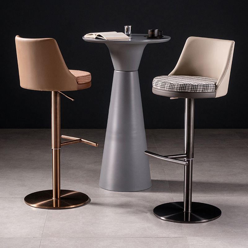 Contemporary Style Barstool Round Upholstered Bar Stool with Metal Base