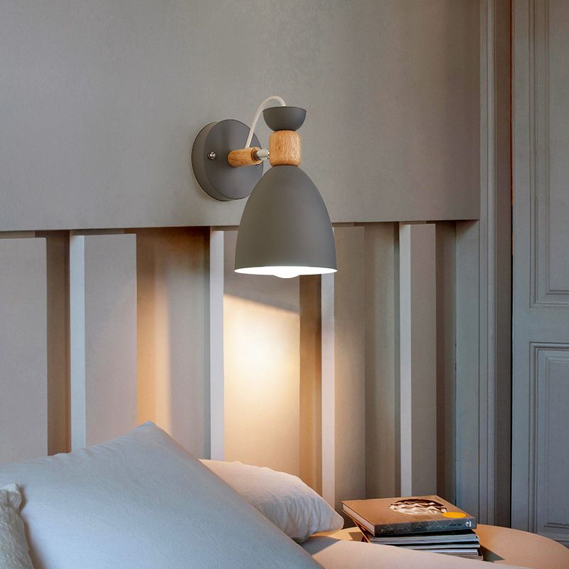 Lámpara de luz cónica de estilo nórdico de estilo de metal de la pared de la pared de la pared del dormitorio