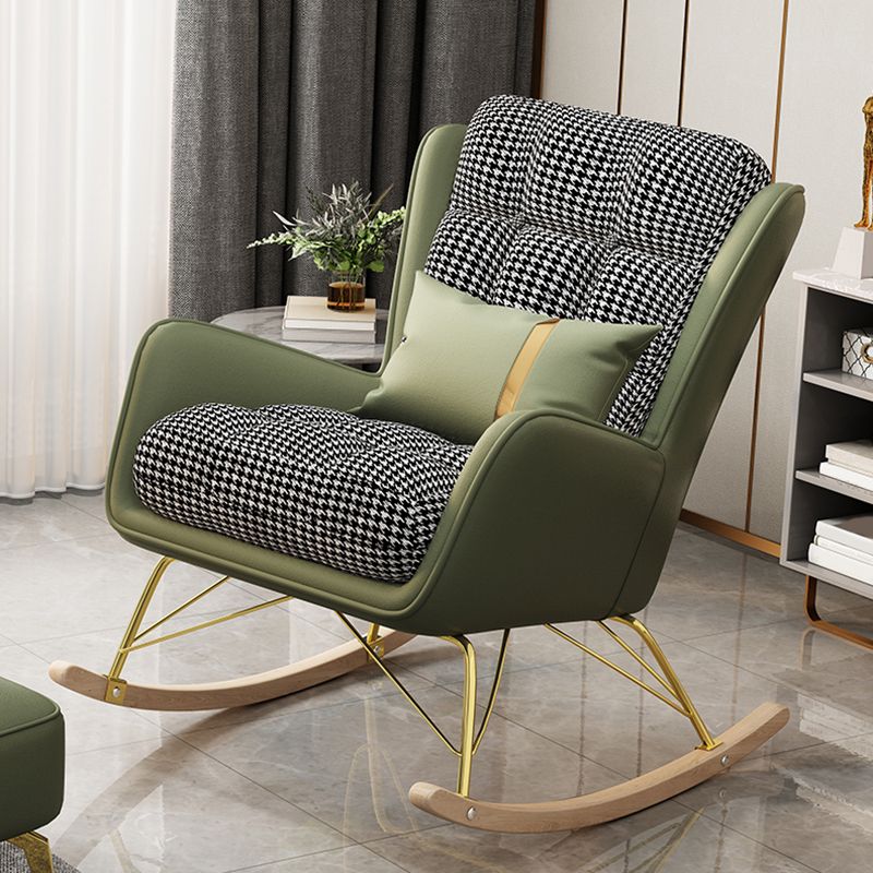 Gorgeous Faux Leather Rocking Chair Wingback Rocker Chair for Living Room (Without Pillow)