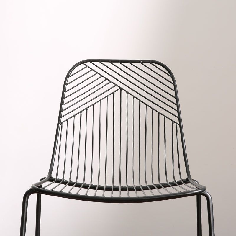 Armless Side Chair Metal High Backrest Outdoors Dining Chairs