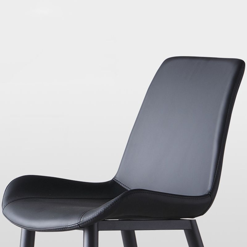 Leather Contemporary Restaurant Side Chair Parsons Matte Finish Dining Chair