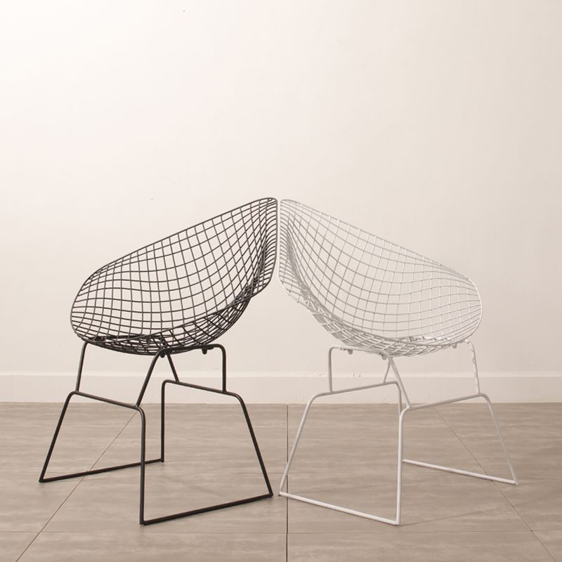 Industrial Black Metal Outdoor Bistro Chair Upholstered Outdoors Dining Chair