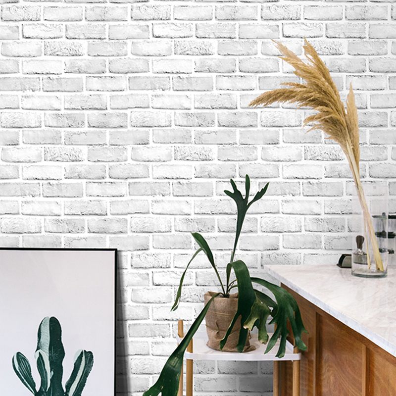 White Brick Effect Wallpaper Roll Easy Peel Off Wall Decor for Home, Self Sticking
