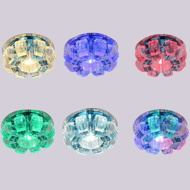 Plafonnier LED en forme de fleur de style simple, plafonnier encastré pour couloir en cristal, transparent