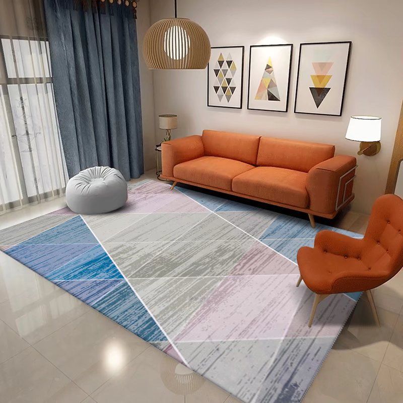 Dark Gray Modern Rug Polyester Graphic Rug Non-Slip Backing Rug for Sitting Room