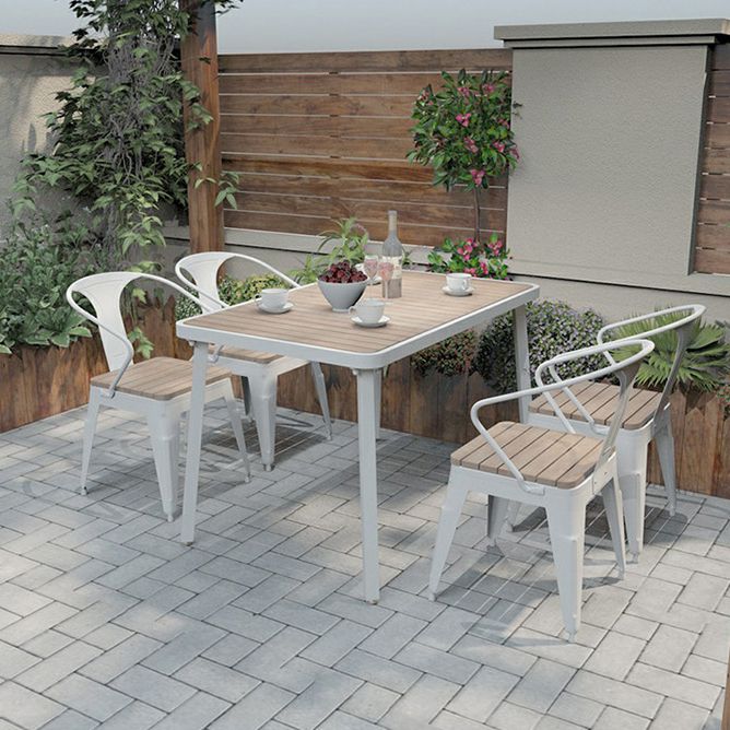 Contemporary Style 1/5/7 Pieces Metal Dining Set Reclaimed Wood Dining Table Set