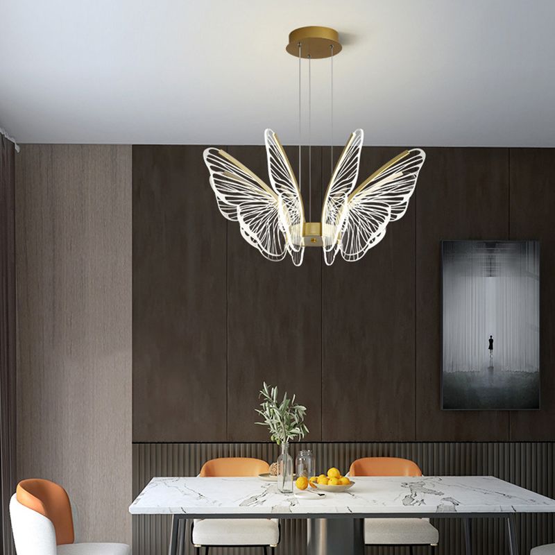 Modern Style Butterfly Ceiling Suspension Lamp Multi Lights Acrylic Hanging Lamp