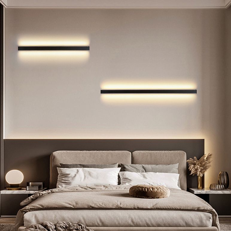 Slim Stick Wall Mount Lighting Minimalist Metallic LED Hallway Surface Wall Sconce in Black