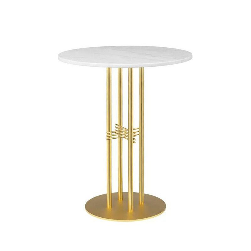 Pedestal Pub Table 41.3"H Glam Round Bar Height Bar Table with Stone Top