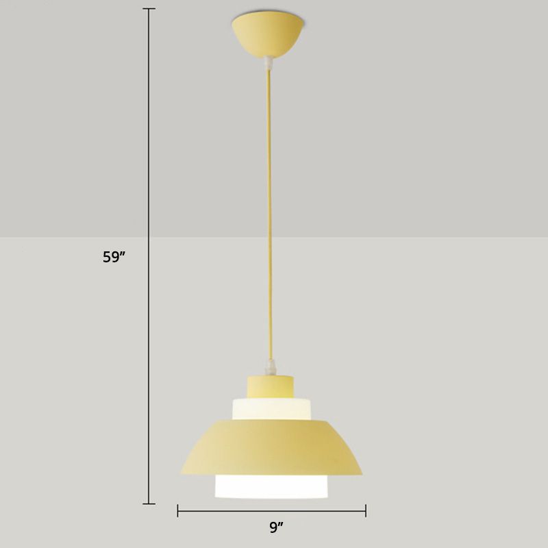 Bol en aluminium plafonnier pendrier léger macaron à la lampe à bulbe unique avec insert de l'ombre acrylique