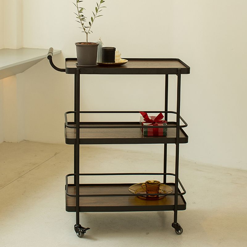 Modern 35.43"H Rolling Kitchen Cart Metal Rectangular Kitchen Island Cart