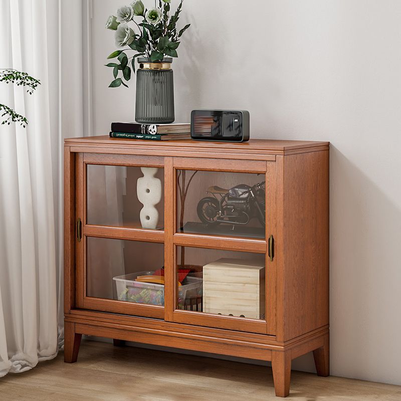 Contemporary Horizontal Standard Bookcase Closed Back Bookshelf with Door