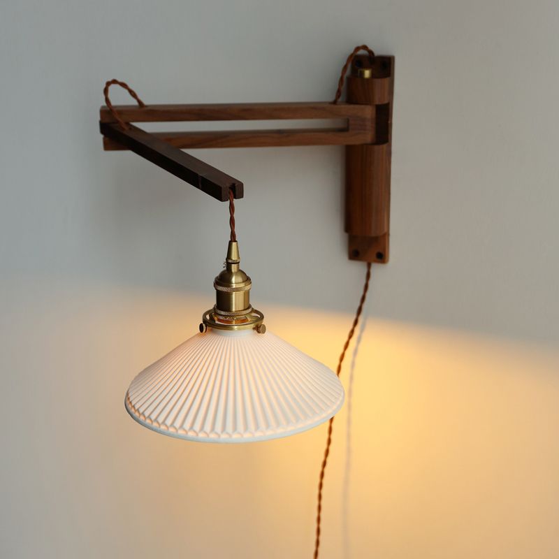 Moderner Stil ausgestellter Wandlampen Holz 1 Lichtwandbeleuchtung Armaturen