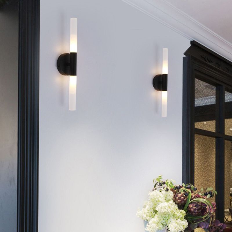 Lámpara de pared recta de metal estilo moderno 2 luces LED Mirror Light para baño