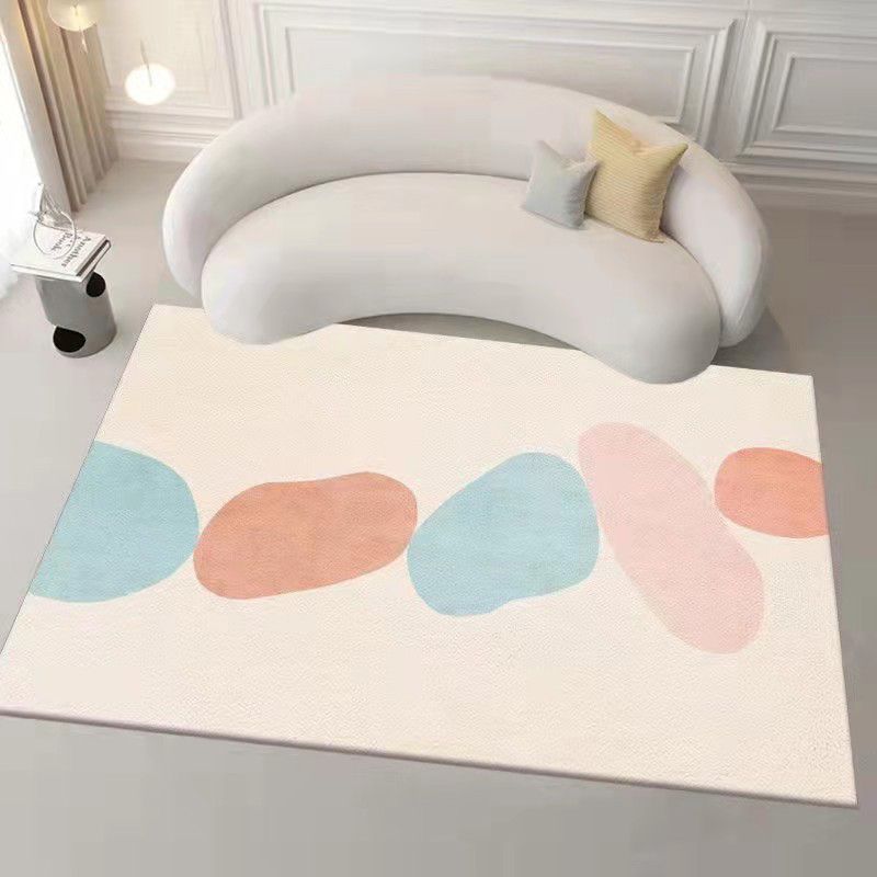 Pink Modern Carpet Polyester Circle Carpet Non-Slip Backing Carpet for Home Decor