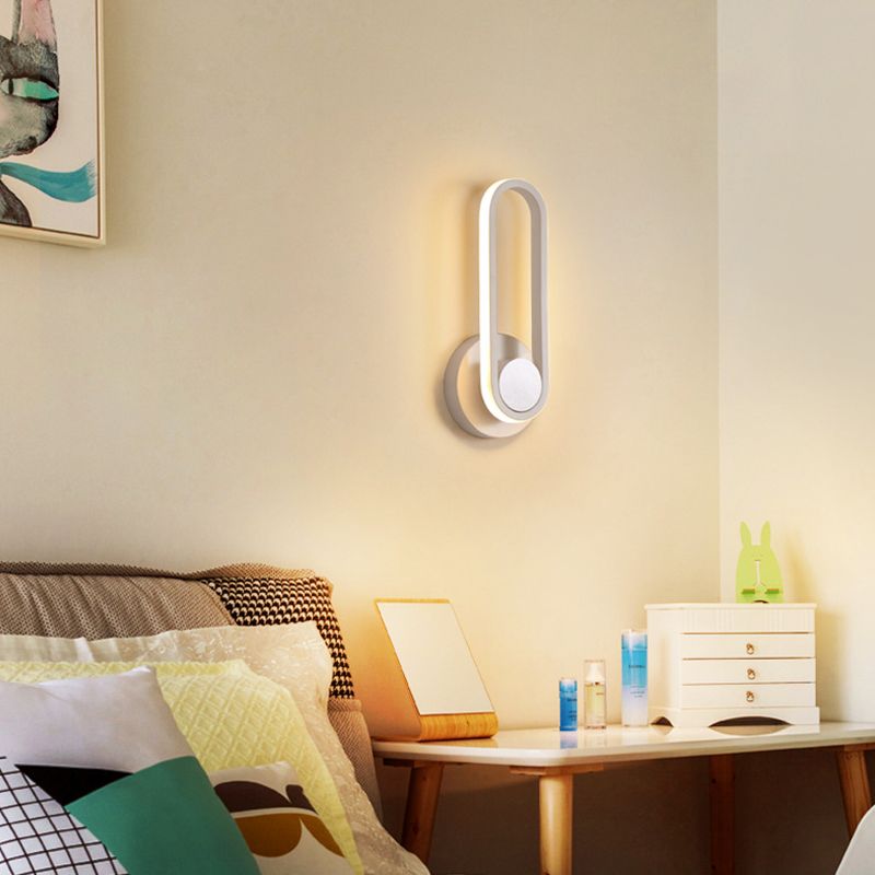 Modern Style Elliptical Shape Wall Sconce Metal 1 Light Wall Light for Bedroom