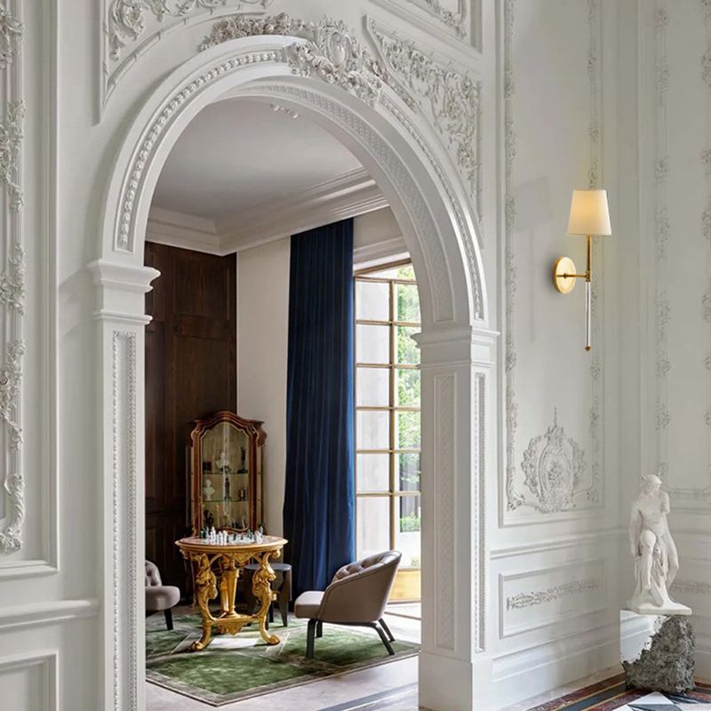 Traditional 1 Light Wallchiere Light, Brass Finish with Empire Shaped Textile Shade