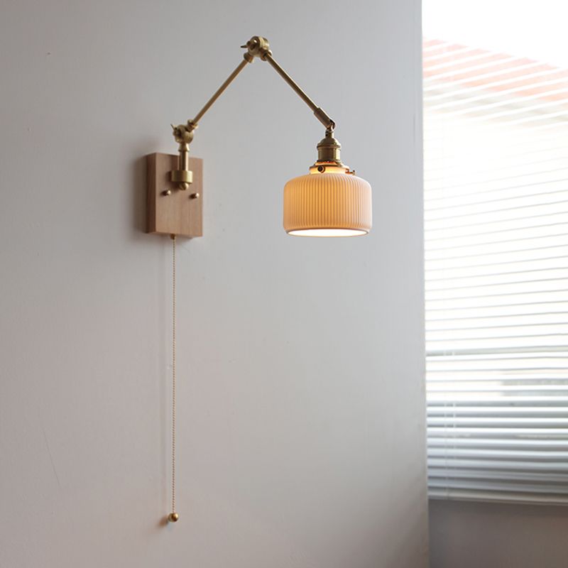 Swing Arm Wall Lamp Modern Ceramic Sconce Lighting for Bedroom