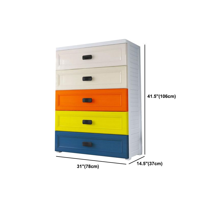 Modern Style Non-Hanging Armoire Plastic Home Storage Cabinet with Drawers