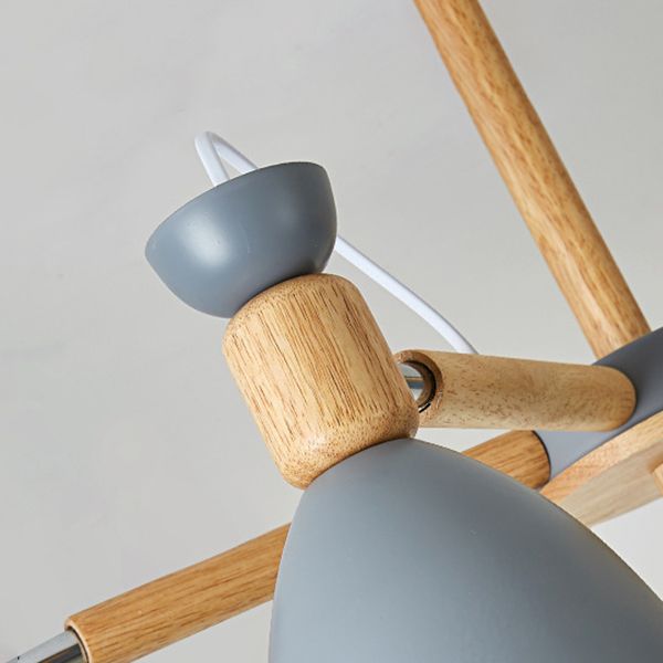 Woonkamer kroonluchter macaron houten hanglamp lichter met Bell Metal Shade