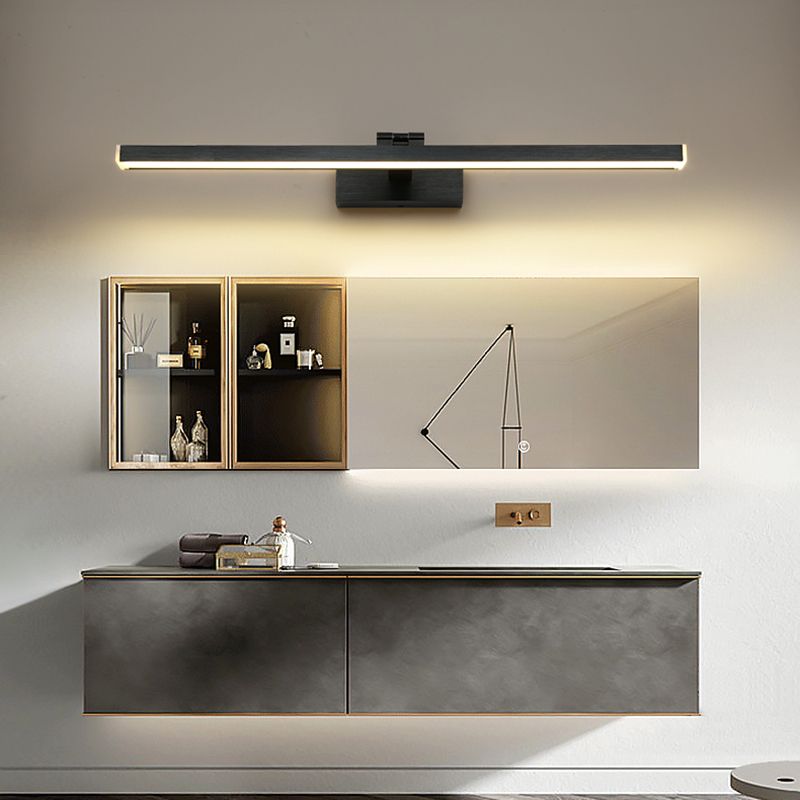 Lineaire SCONCE LICTE FICTURE Hedendaags aluminium LED Badkamer Wandlamp in het zwart