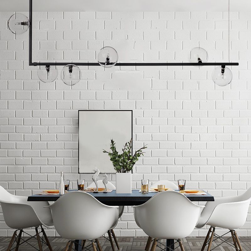 Globe Globe Globe Island Pendant moderniste 6 bulbes de lampe suspendue en noir avec cadre à angle droit, lumière chaude / blanche