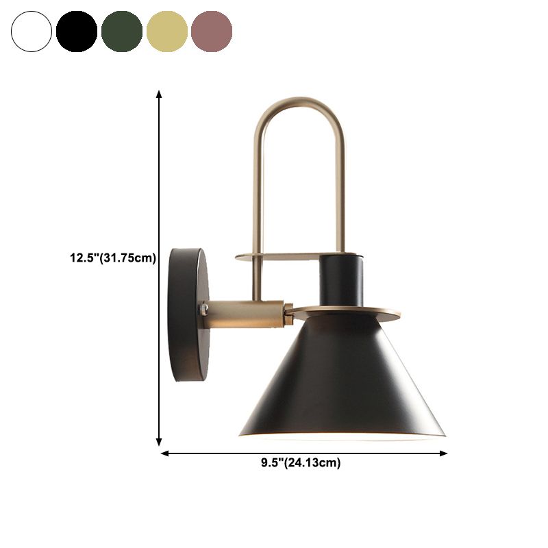 Modern Style Cone Shape Wall Sconce Metal 1 Light Sconces for Bedroom