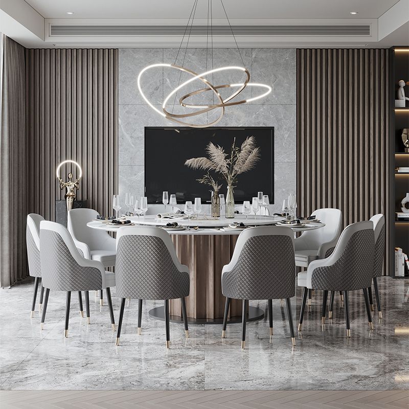 Round Pedestal Dining Table Traditional Luxury Furniture with Turntable