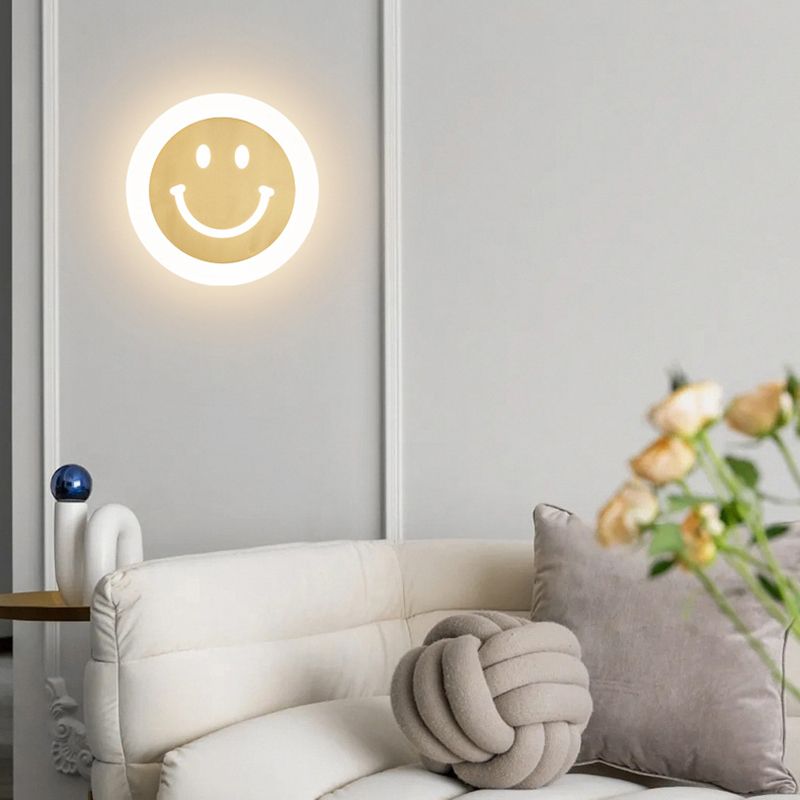 Metal Round Wall Lights Modern 1-Light Wall Light Fixture in Gold