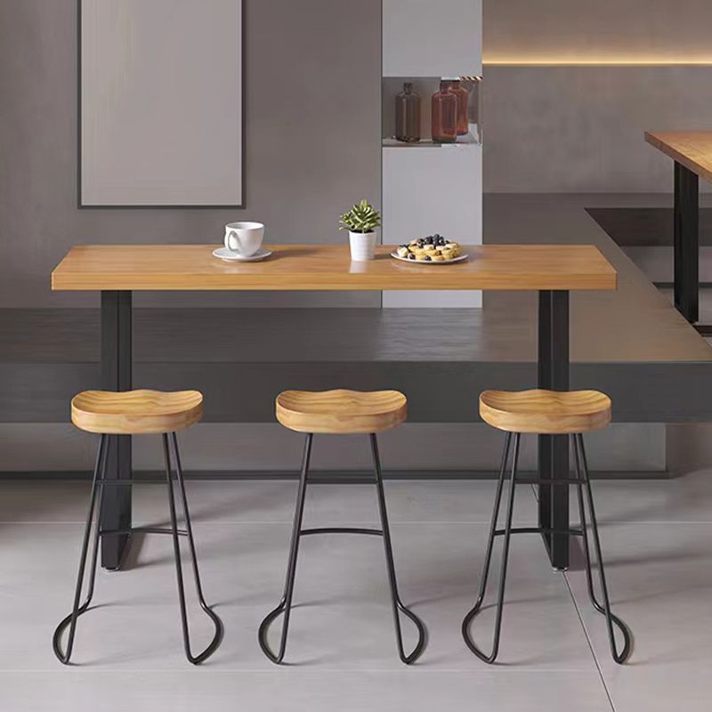 Rectangle Solid Wood Bar Height Table Industrial Double Pedestal Bar Table