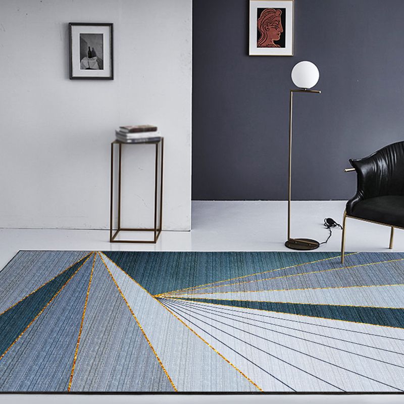 Trendy Dark Colored Rug Modern Graphic Design Rug Polyester Stain Resistant Carpet for Living Room