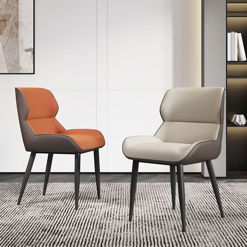 Modern Style Parsons Dining Chair Faux Leather Armless Dining Chair