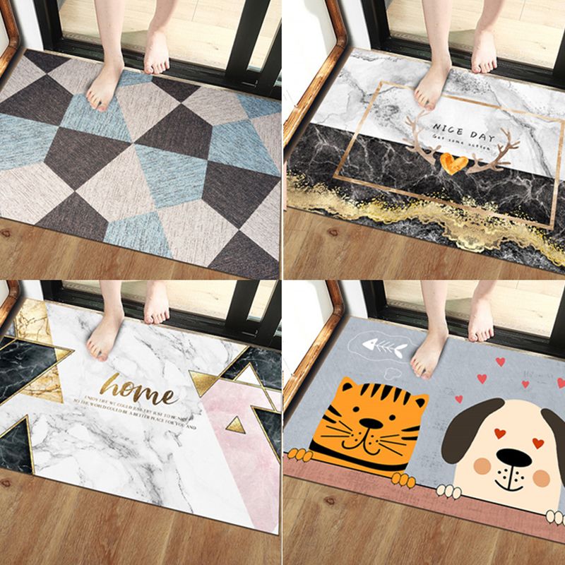 Unique Scandinavian Indoor Rug Multi Colored Geometry Carpet Non-Slip Pet Friendly Washable Rug for Door