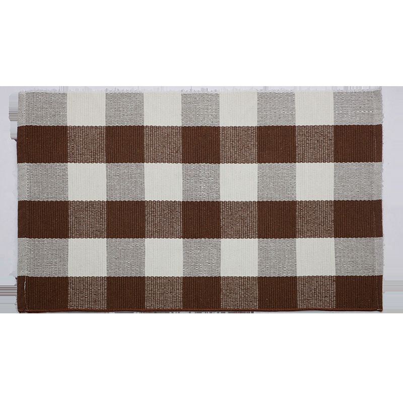 Classic Buffalo Plaid Rug Brown Funky Carpet Cotton Machine Washable Rug for Bedroom