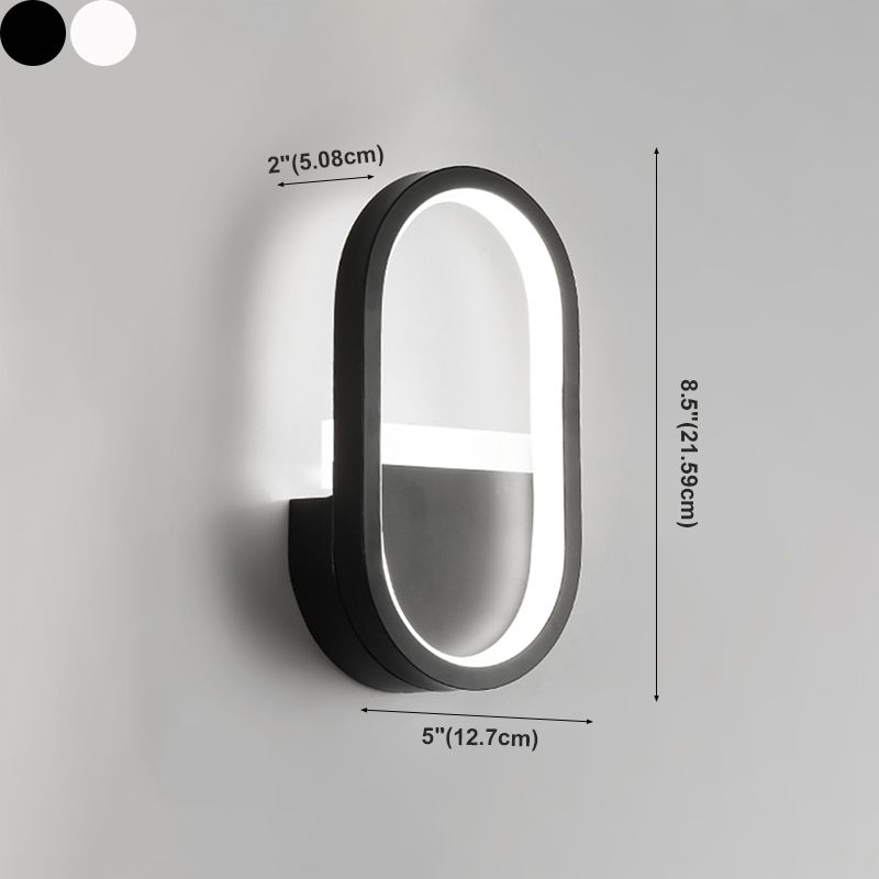 Metal Oval Shape Wall Lighting Modern 1-Light Wall Mounted Light Fixture