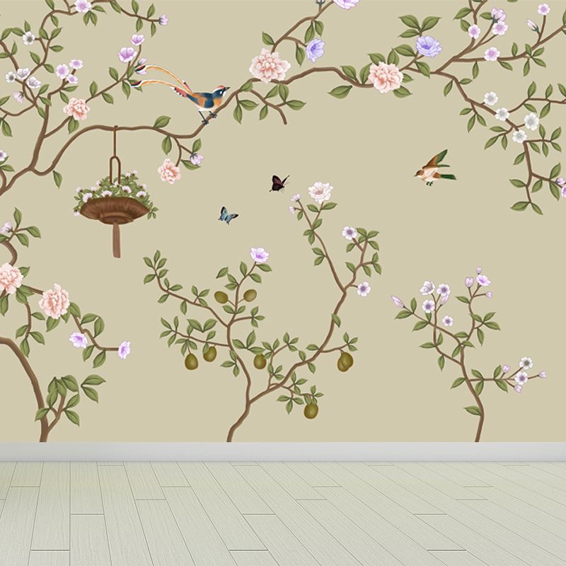 Flower Blossom Branch Wall Mural Modern Waterproof Girls Bedroom Wall Art, Custom-Print