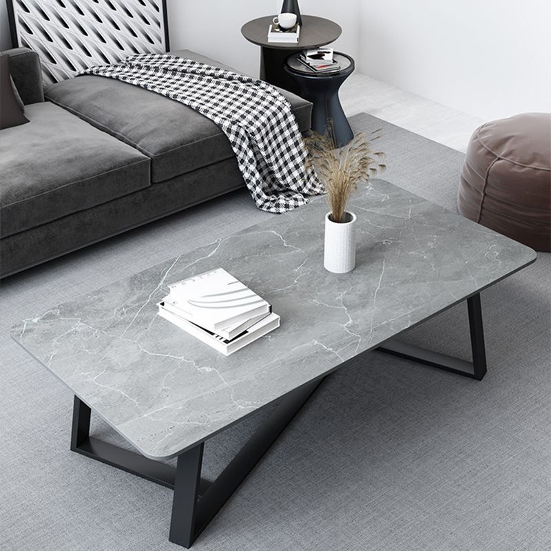 Trestle Marble Cocktail Table Contemporary Rectangular Coffee Table