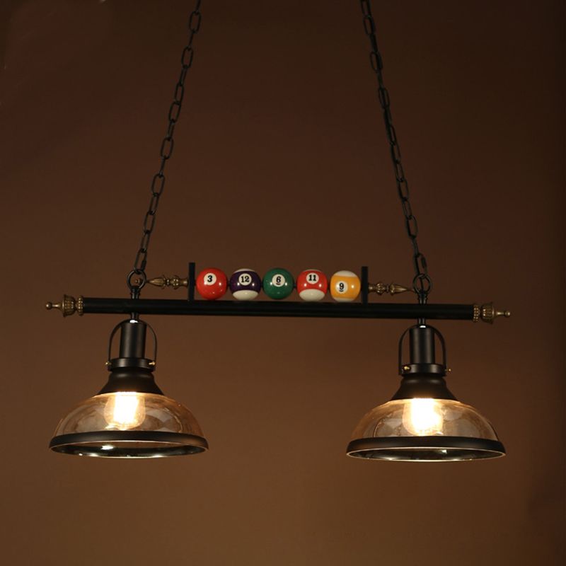 Clear Glass Black Island Pendant Dome 2/3-Light Rustic Hanging Light Kit with Multi Color Balls