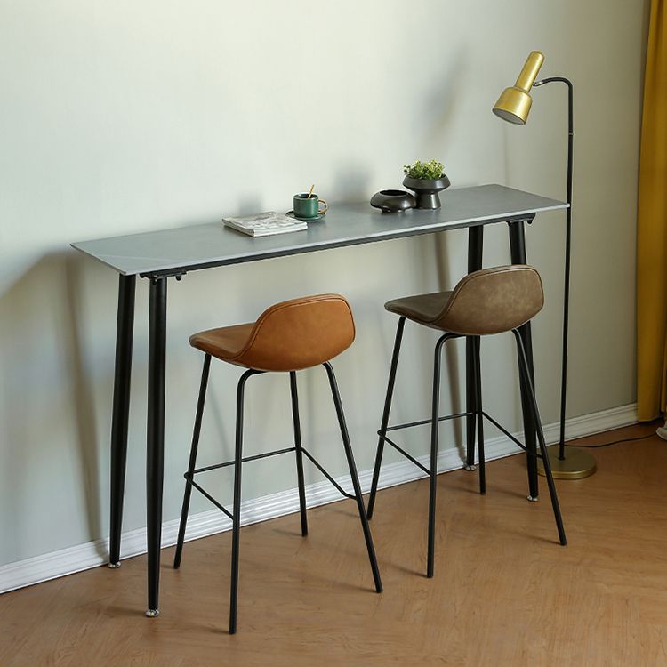 Industrial Rectangle Bar Dining Table Stone Top Bar Table with 4 Legs